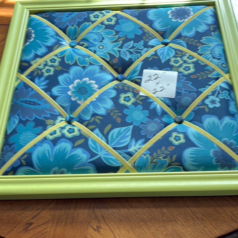 Floral Blue and Yellow Framed Bulletin Board